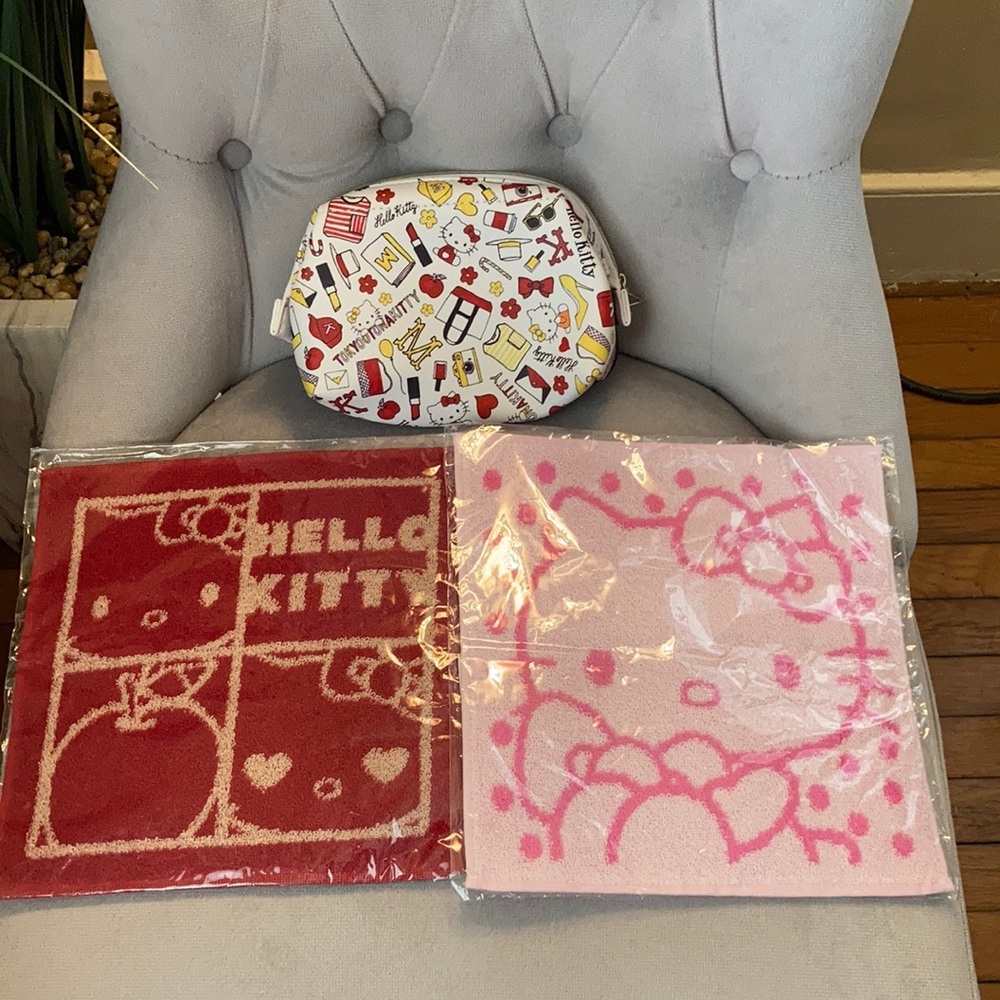 NWOT Hello Kitty Shogo Sekine Pouch, 2x hand towels